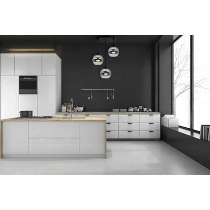 Smoke Glas Hanglamp | 3 Rond Lichts | Chroom | Industrieel | Woonkamer | Eetkamer | Slaapkamer | Zilver Rookglas
