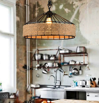 Vintage Touw Hanglamp - Retro LED Kroonluchter - 30 cm - Moderne Hanglamp - Woonkamerlamp