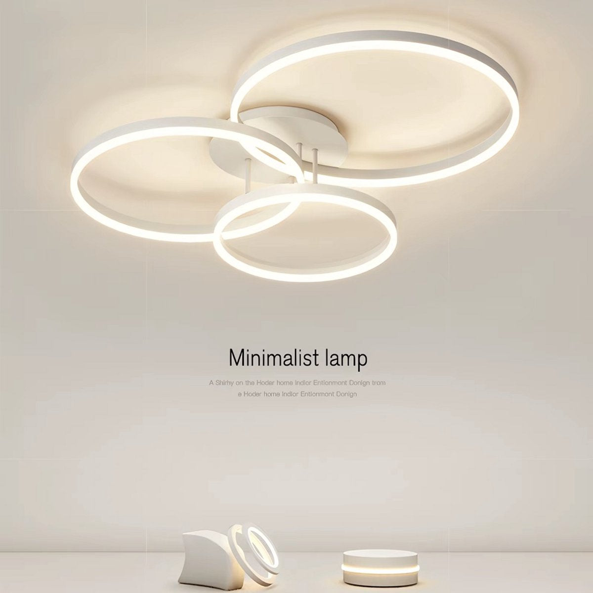 Led Plafondlamp - 3 Ringen - Dimbaar met Afstandsbediening - 76 Watt - Modern Design - Wit - Plafonniere - Modern - Woonkamer - Eettafel - Keuken - Slaapkamer