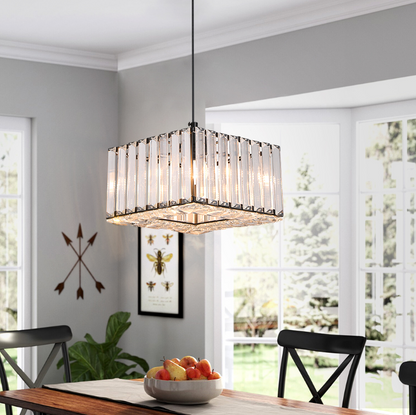 LuxiLamps - Crystal Hanglamp - Moderne Hanglamp - Zwart - Kroonluchter - E27 - Eetkamer Hanglamp
