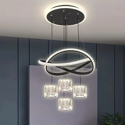 LuxiLamps - Curly Pendant Lamp - 4 Balls Pendant Lamp - Living Room Lamp - Black - 3 Modes Light Color - Modern Lamp - 42 cm - Chandelier