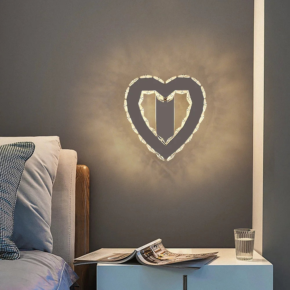 LuxiLamps - Harten LED Wandlamp - Crystal Wand Muur Lamp -  Wand Decoratie - Wandverlichting