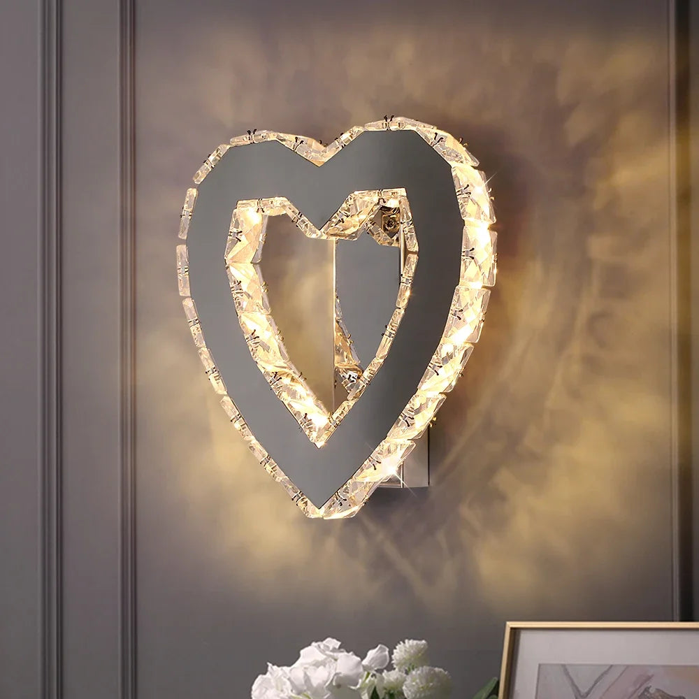 LuxiLamps - Harten LED Wandlamp - Crystal Wand Muur Lamp -  Wand Decoratie - Wandverlichting