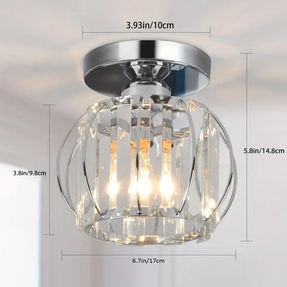 Moderne Kristallen Plafondlamp - LED Rond Kristallen - Kroonluchter - Chroom - Gangpad of Hal Lamp - Crystal Led Lamp - Plafoniere