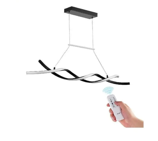 LuxiLamps - Hanglamp - Moderne Kroonluchter Verlichting - 100 cm - Zwart - Dimbaar Met Afstandsbediening - Boven De Eettafel - LED Hanglamp - 24W
