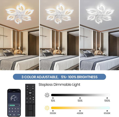 6 Bloem Crystal Ventilator Lamp - Plafondventilator - Wit - 6 Standen - Smart Lamp - Dimbaar - Kroonluchter Ventilator - Chandelier Fan - Woonkamerlamp - Ventilator Lampen