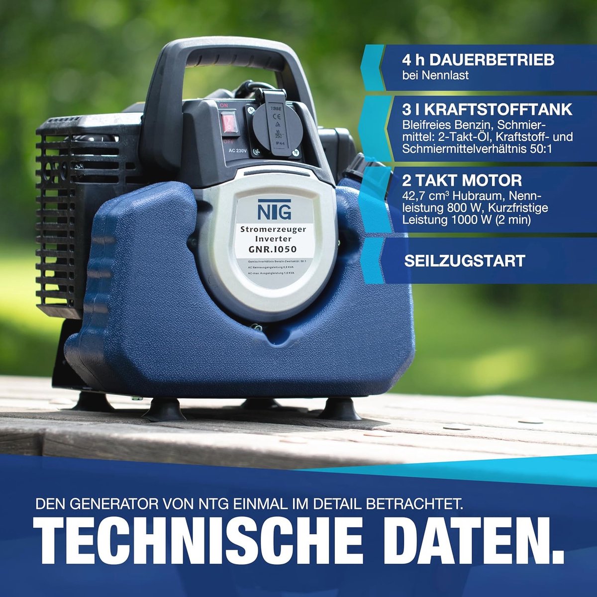 Benzine Stroomgenerator met Inverter - 230V 800W - Lichtgewicht en Draagbaar