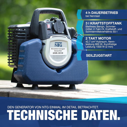 Benzine Stroomgenerator met Inverter - 230V 800W - Lichtgewicht en Draagbaar