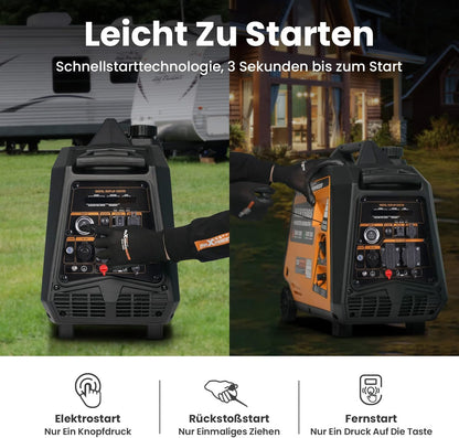 Draagbare Dual-Fuel Omvormergenerator – 3200 Benzine & LPG – 4 Takt - Camping - Stille Generator met USB en AC-uitgangen voor Kamperen - Noodgevallen - Outdoor Gebruik