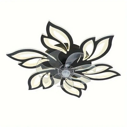 LuxiLamps - 5 Head Flower Fan - Ceiling Fan - Black - Dimmable - 6 Speed ​​Fan - Kitchen Lamp - Living Room Lamp - Modern Fan Lamp