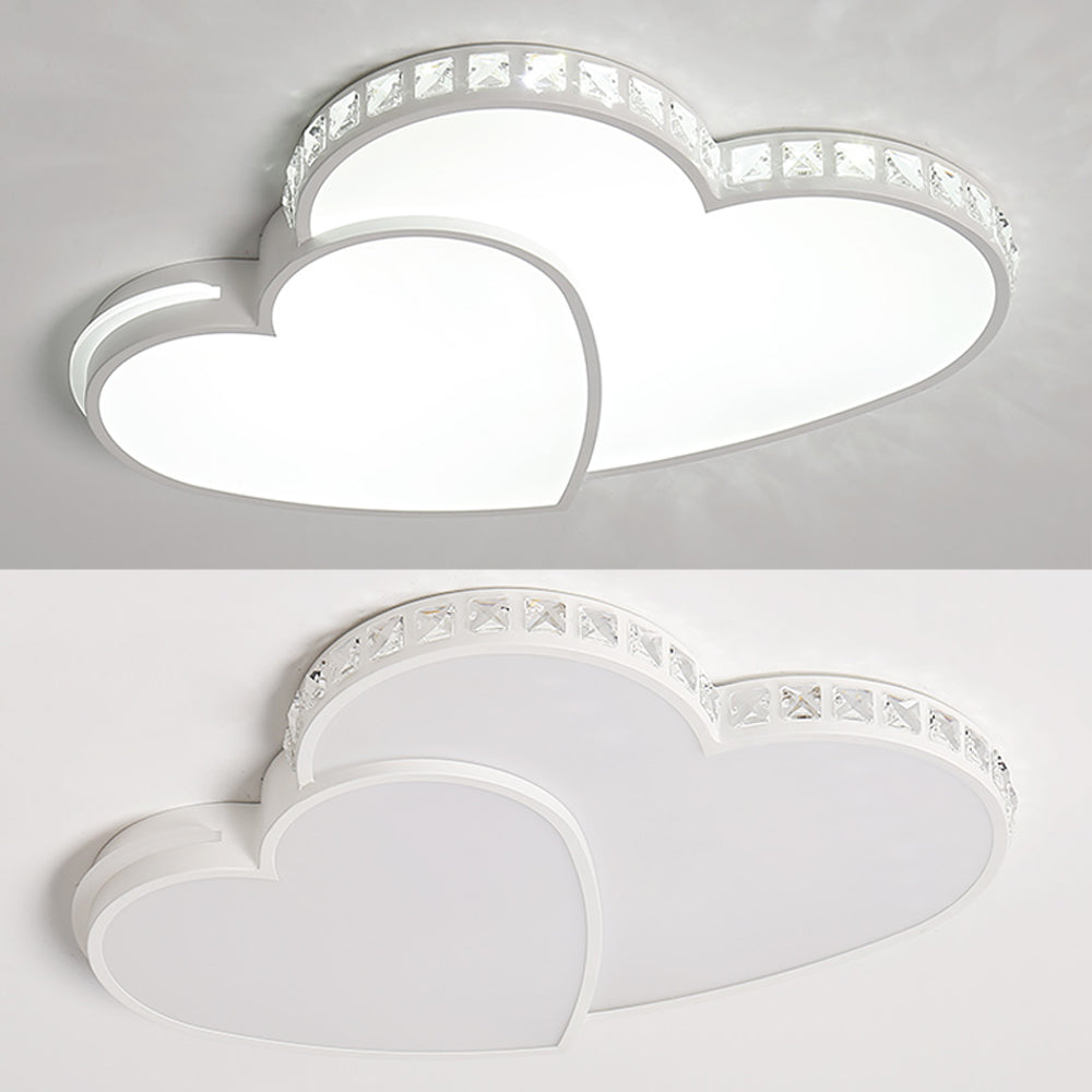 LuxiLamps - Kristallen Harten Plafondlamp - Wit - Koud Wit - Woonkamerlamp - Moderne lamp - Plafonnière