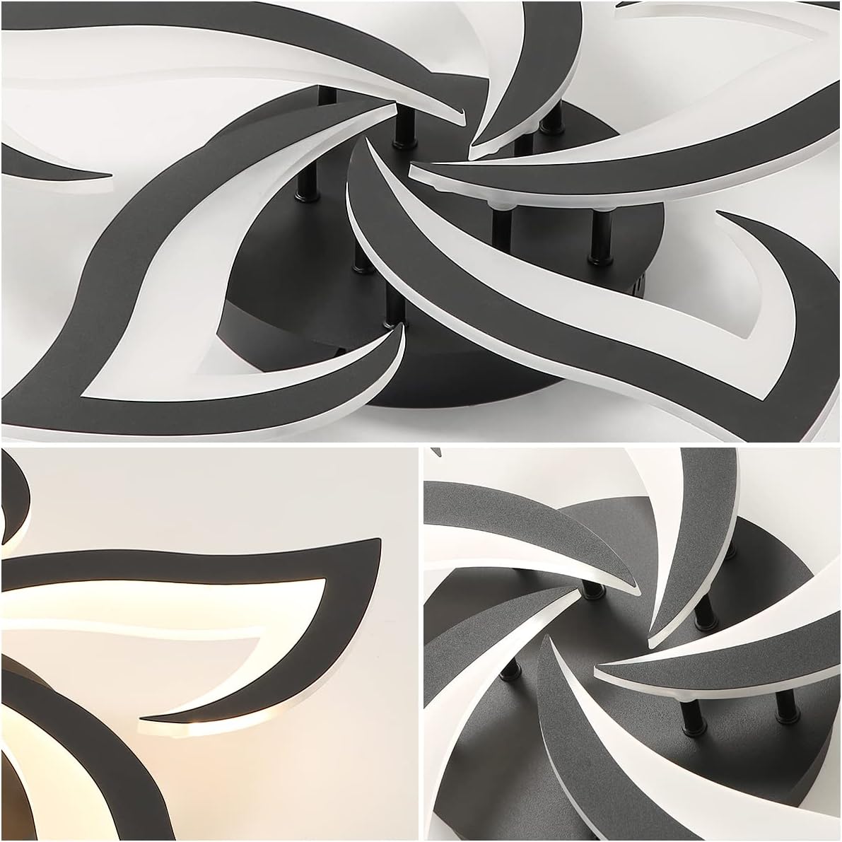 5 Sterren Plafondlamp Zwart - Met Afstandsbediening - Smart lamp - Dimbaar Met App - Woonkamerlamp - Moderne lamp - Plafoniere