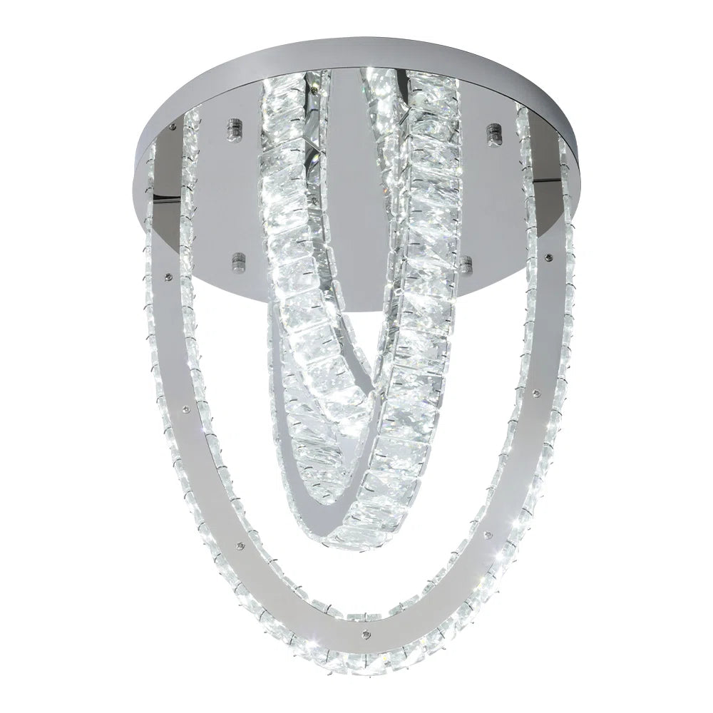 3 Ring Crystal Plafondlamp - Luxe LED Plafondlamp - Chroom - Woondecoratie - 3 Kleuren - Kristallen Kroonluchter - Moderne Plafondlamp - 40 cm