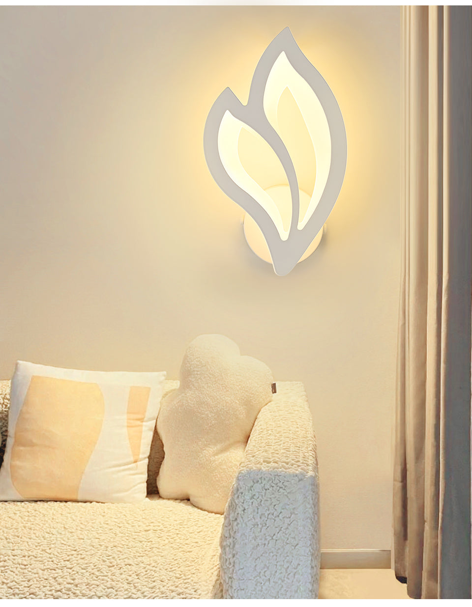 LuxiLamps - Flower Leaf Wall Lamp - Modern Wall Lamp - Warm White - Living Room Lamp - Bedroom - Wall Decoration