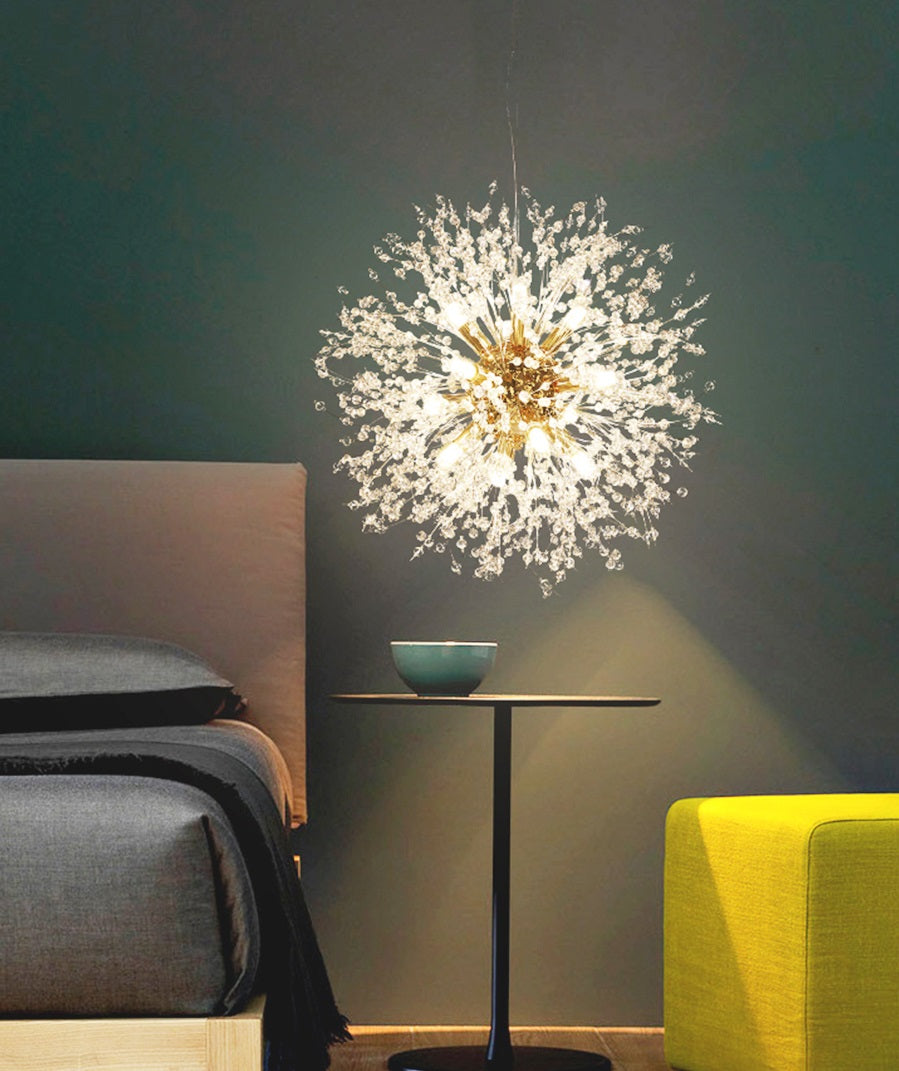 Luxury Crystal Pendant Lamp - Dandelion Chandelier - Crystal Led Lamp - Gold - 50 cm - Modern Lamp - Pendant Lamp - Ceiling Lamp