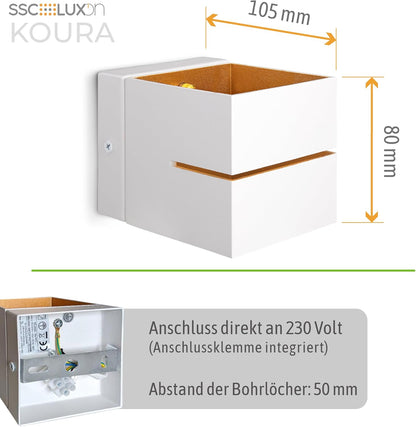 LuxiLamps - Led Wandlamp - Moderne Wandverlichting - Met Lichtgleuf - Goud/Wit- Hal lamp - G9 - Trappenhuis - 16 cm