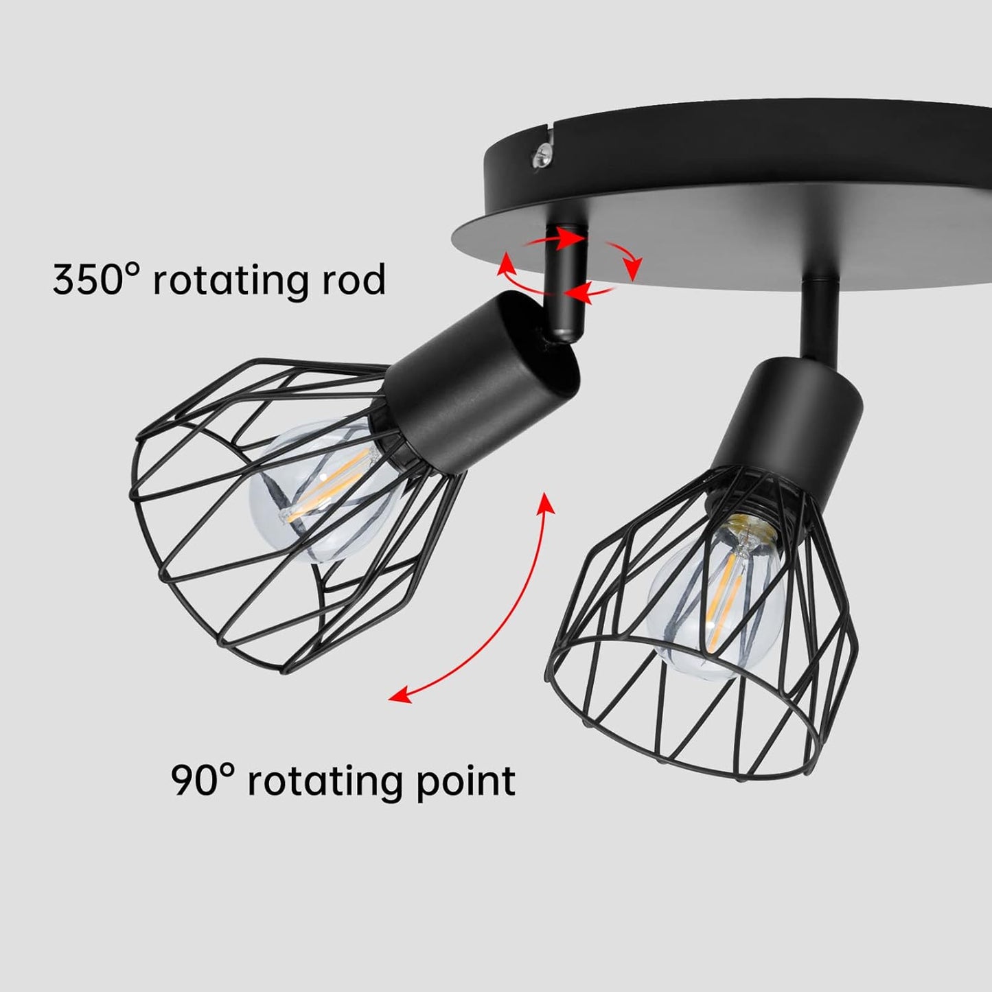 3 Kop Vintage Plafondlamp -Draaibaar 360 Graden - E14 - 3 Lichtpunten - Woonkamerlamp -  Keukenlamp
