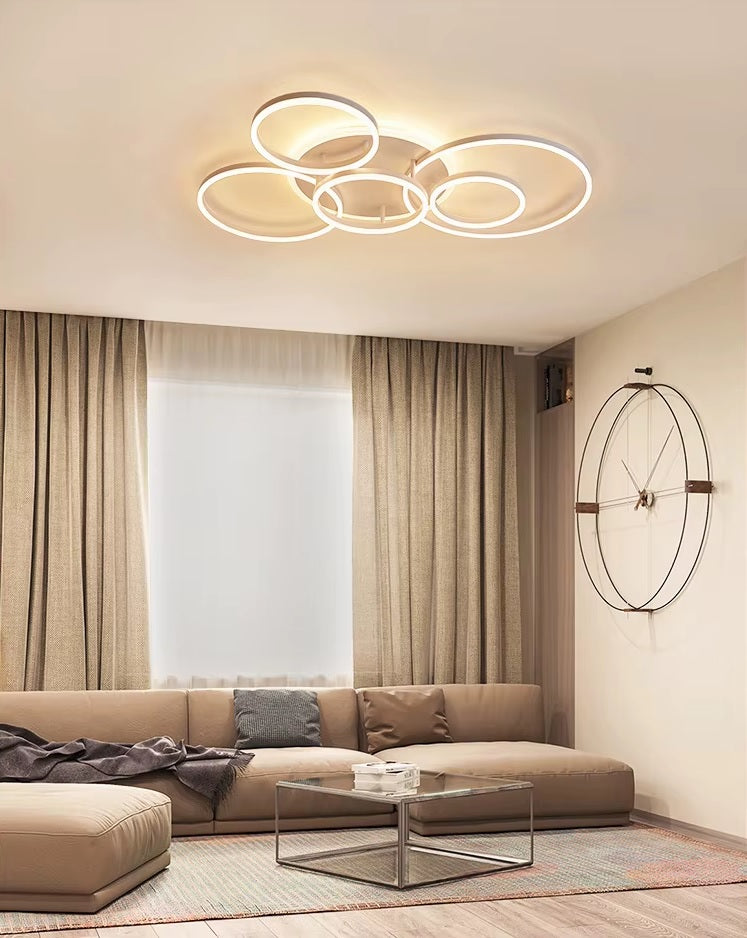 Led Plafondlamp - 6 Ringen - Dimbaar met Afstandsbediening - 108 Watt - Modern Design - Wit - Plafonniere - Modern - Woonkamer - Eettafel - Keuken - Slaapkamer