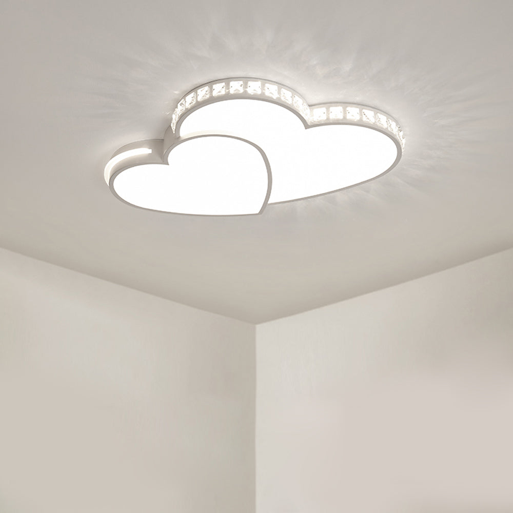 LuxiLamps - Kristallen Harten Plafondlamp - Wit - Koud Wit - Woonkamerlamp - Moderne lamp - Plafonnière