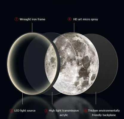 Maan Wandlamp - 40 cm - Dimbaar Met Afstandsbediening - Slaapkamerlamp - Woonkamerlamp - Moderne lamp - Led Lamp - Plafoniere