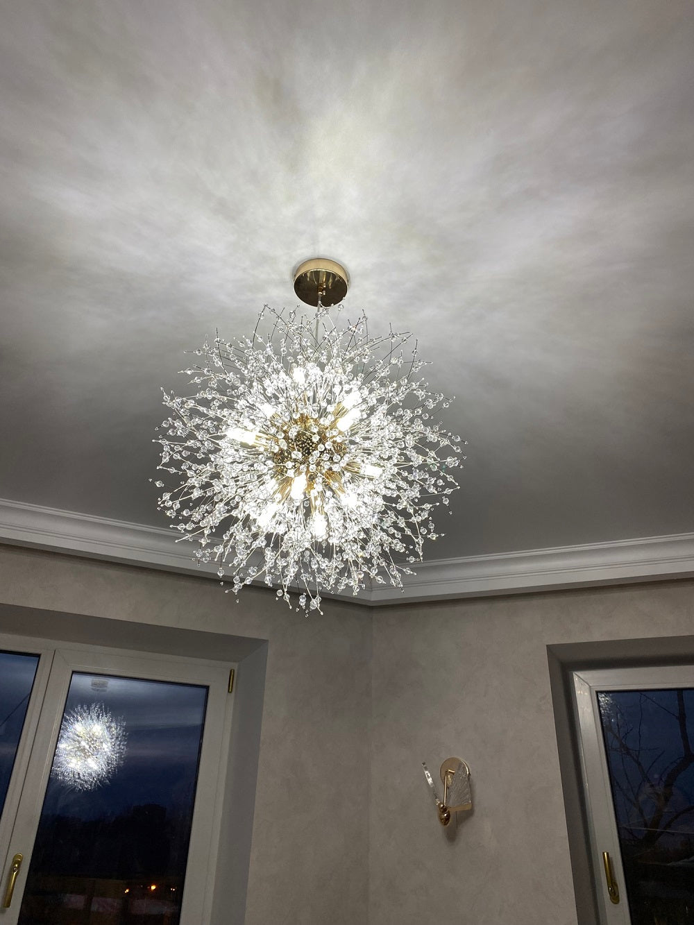 Luxury Crystal Pendant Lamp - Dandelion Chandelier - Crystal Led Lamp - Gold - 50 cm - Modern Lamp - Pendant Lamp - Ceiling Lamp