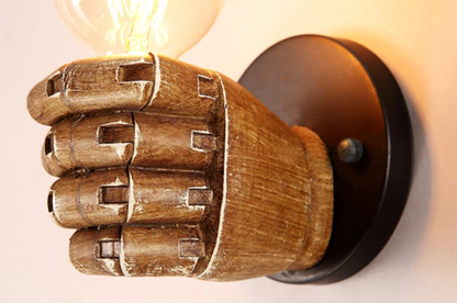 LuxiLamps - Industrial Style Wall Lamp - Right Fist - Resin Wall Lamp - E26 - Lamp Lighting - Bar - Cafe -Restaurant