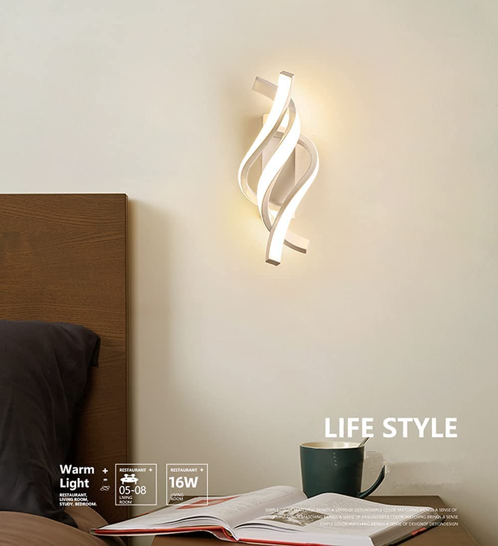 Moderne Spiraal Wandlamp - Wit - Voor Woonkamer En Slaapkamer