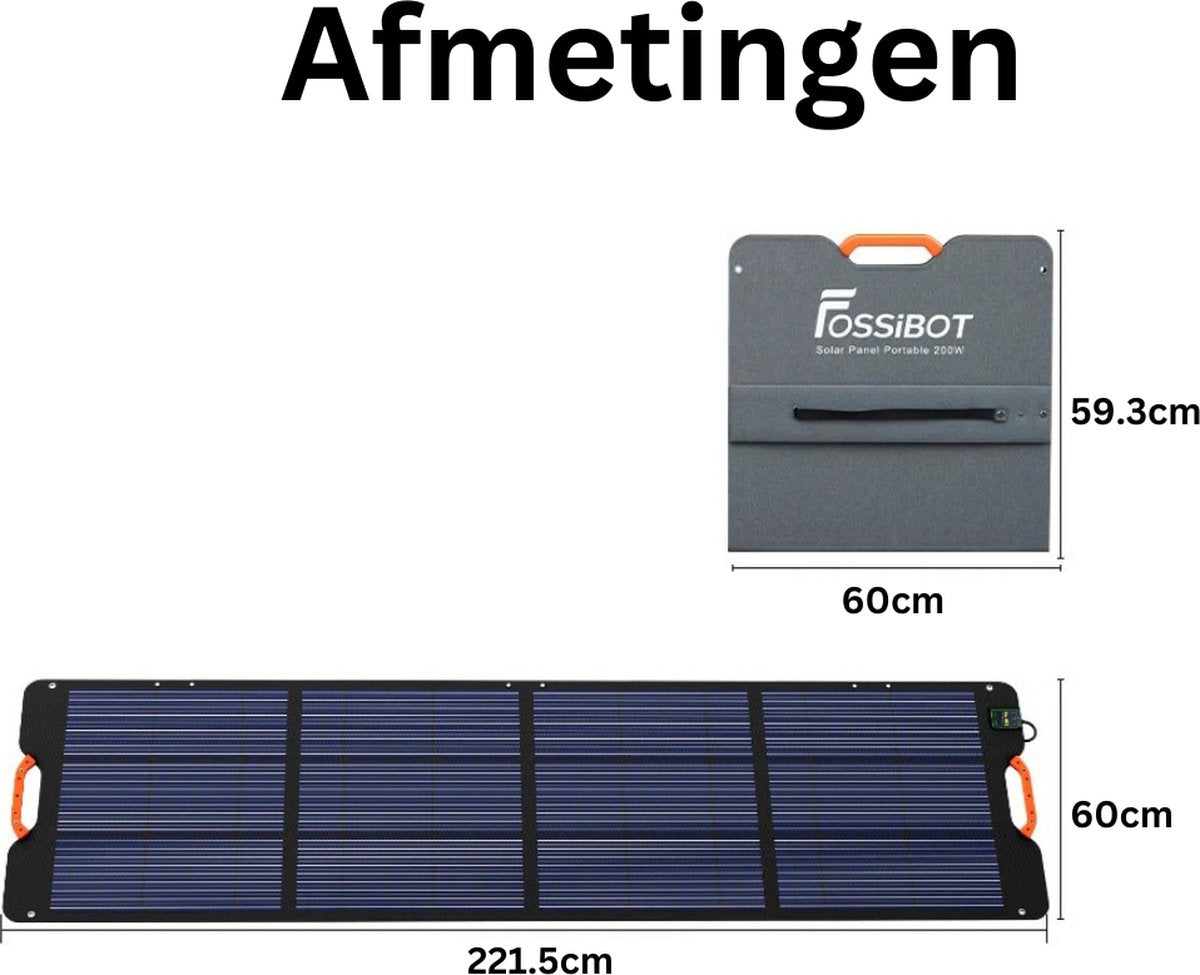 FOSSiBOT Opvouwbaar Zonnepaneel - Draagbaar Model Met Magnetisch Handvat - IP67 Waterdicht - Inclusief Draagas - Gijs