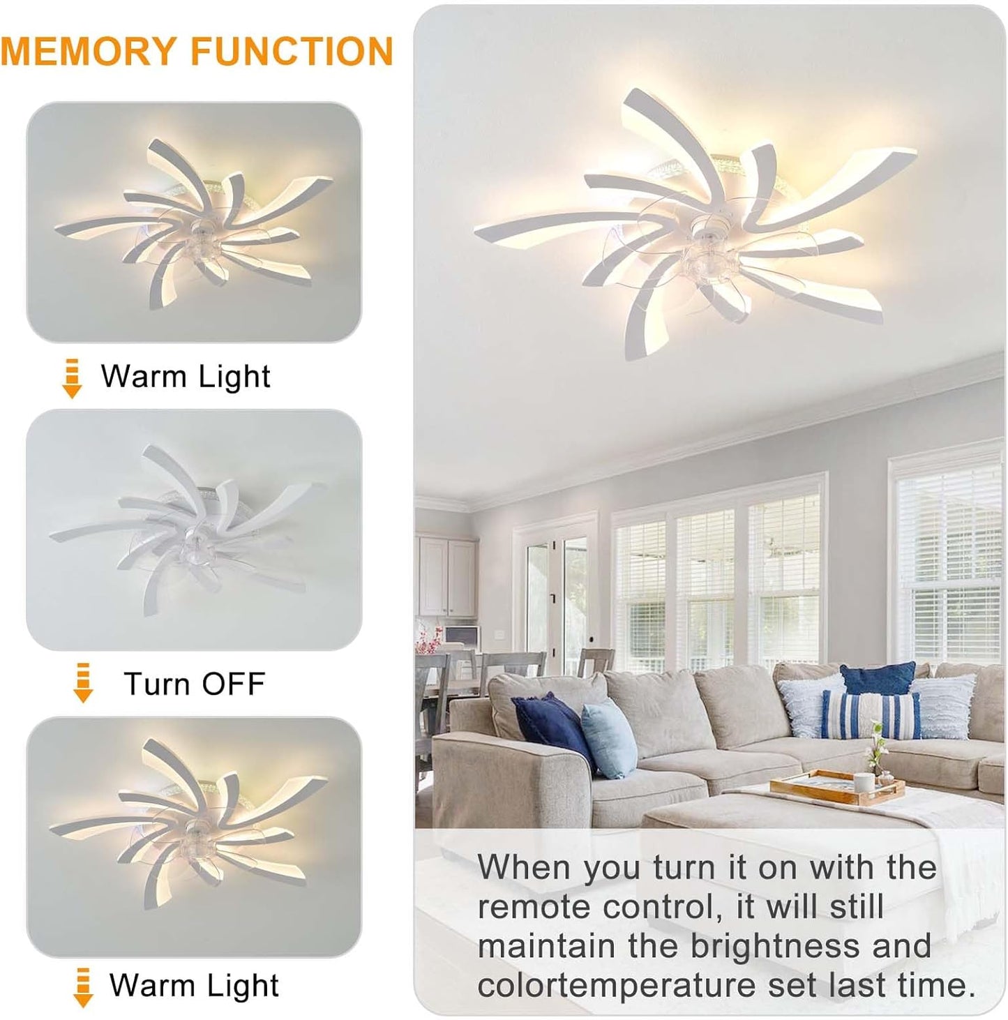 5 Vleugel Ventilator Lamp - Dimbaar Met Afstandsbediening - RGB 12 Kleuren - Plafondventilator Met LED - Smart Life App - Woonkamerlamp - Moderne lamp - Plafonniere