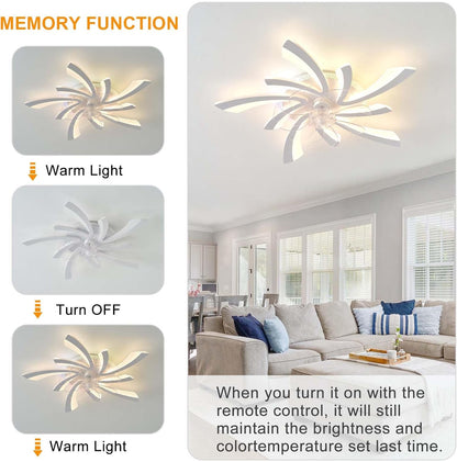 5 Vleugel Ventilator Lamp - Dimbaar Met Afstandsbediening - RGB 12 Kleuren - Plafondventilator Met LED - Smart Life App - Woonkamerlamp - Moderne lamp - Plafonniere