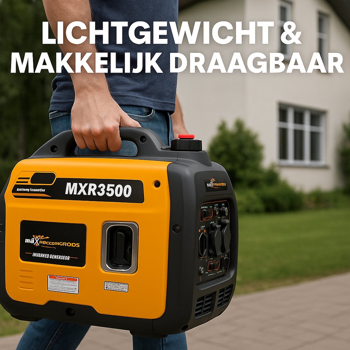 Superstille Inverter Stroomgenerator 3300 W - Benzine, 4-Takt - Met USB en 230V Stopcontacten - Noodstroomaggregaat voor Camping, Reizen en Oorlogsnood