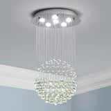 
Crystal Chandelier - Modern Chic Pendant Light - Adjustable Chain - Width 45 cm - 6 GU10 Bulbs - For Living And Dining Rooms