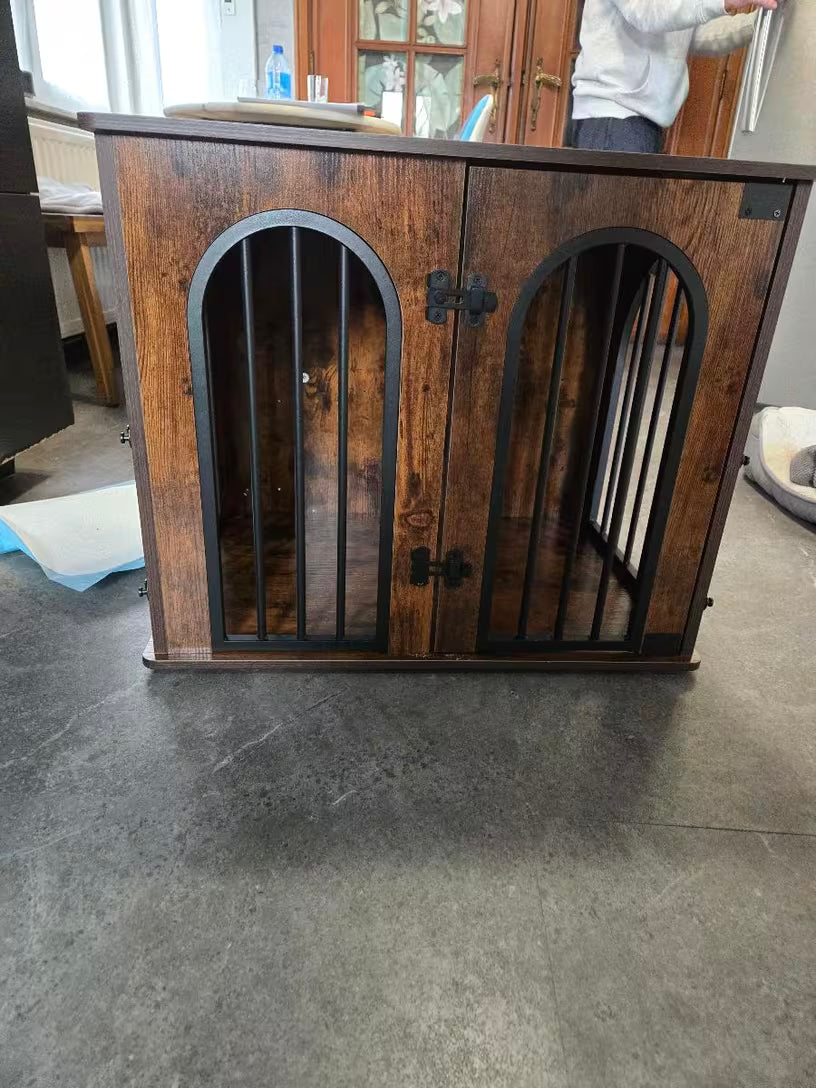 Hondenbench - Meubel - Bench - Hondenkooi - Hondenhok - Hondenbox - Salontafel - 2 Deuren - Schuifdeur - 68 x 49 x 56 cm - Zwart