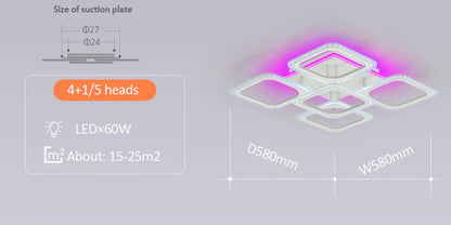 LuxiLamps - 4x1 Kop Plafondlamp - Smart Lamp - Wit - 50 cm - Afstandsbediening en APP - Woonkamer Lamp - Plafonniere
