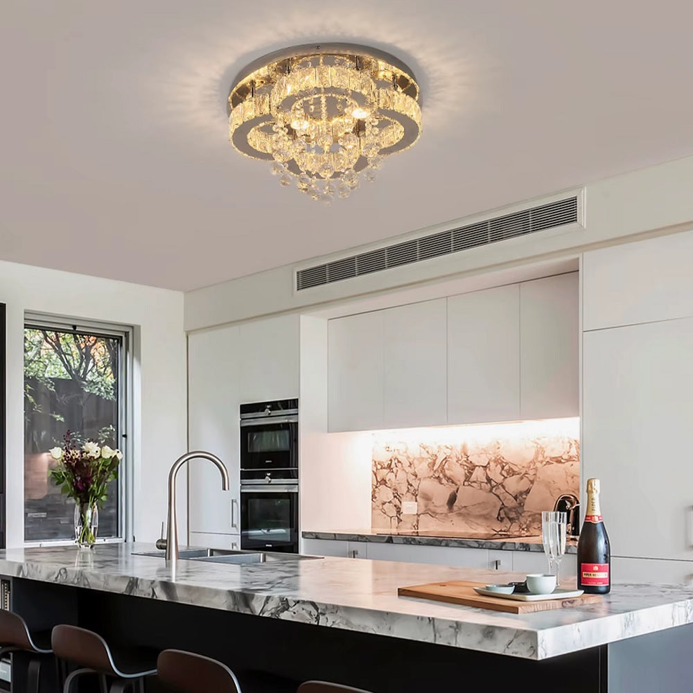 Crystal Kroonluchter - Kristallen LED Lamp - Woonkamerlamp - 3 Kleuren - Moderne lamp - Plafondlamp - Plafoniere - 40 cm