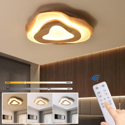 LuxiLamps - Houten Plafondlamp - LED Wolken Model - 40 cm - Dimbaar Met Afstandsbediening - 2800lm - Moderne Woonkamer Lamp - 35W