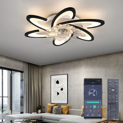 LuxiLamps - 6 Wing Ceiling Fan - Smart Lamp - Dimmable - White - 6 Settings - Living Room Lamp Fan - Chandelier Fan - Fan Lamps - 67 cm