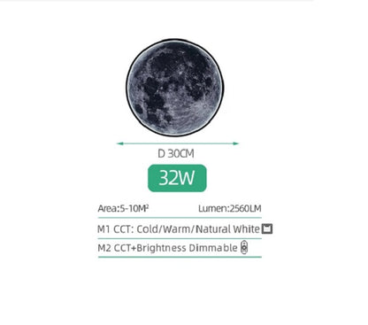 Moon Wall Lamp - Ø 30 cm - Dimmable With Remote Control - Bedroom Lamp - Living Room Lamp - Modern Lamp - Led Lamp - Led Ceiling Lamp