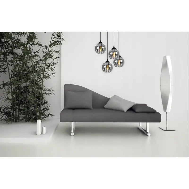 Smoke Glas Hanglamp | 4 Rond Lichts | Chroom | Industrieel | Woonkamer | Eetkamer | Slaapkamer | Zilver Rookglas