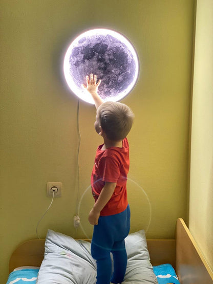 Moon Wall Lamp - Ø 30 cm - Dimmable With Remote Control - Bedroom Lamp - Living Room Lamp - Modern Lamp - Led Lamp - Led Ceiling Lamp