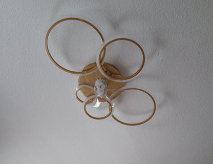 LuxiLamps - 5 Ringen Plafondventilator - Goud - 6 Snelheden - Bedienbaar Met Alexa & Google Assistant - Moderne Cirkel Ventilator Licht