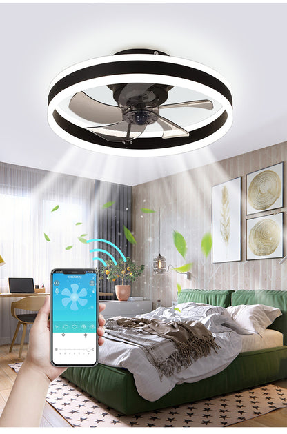 LuxiLamps - Fan Lamp - Smart Lamp - 6 Modes - Dimmable - Black - Chandelier Fan - Chandelier Fan - Living Room Lamp - Fan Lamps
