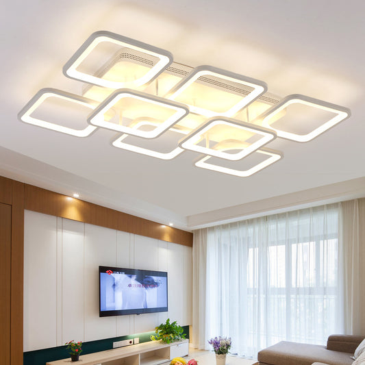 LuxiLamps - 8 Head Ceiling Lamp - Smart Lamp - White - 90cm - Remote Control and APP - Living Room Lamp - Ceiling Lamp