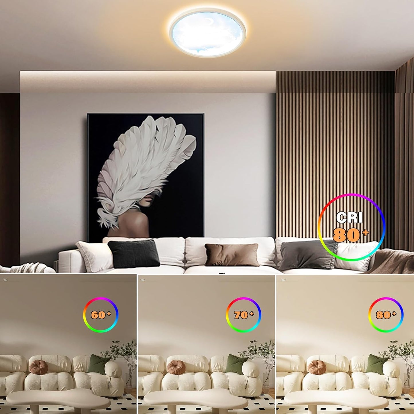 Maan Plafondlamp - LED Kroonluchter - Dimbaar Met Afstandsbediening - 3000-6500K - Moderne Woonkamer Lamp - 30 cm - Kinder Kamer - Plafonniere