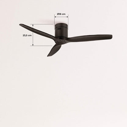 LuxiLamps - 3 Blad Plafondventilator - Moderne Zwarte Ventilator - 6 Snelheden - Bedienbaar Met Afstandsbediening - 132 cm - Zwart - Stille Ventilator