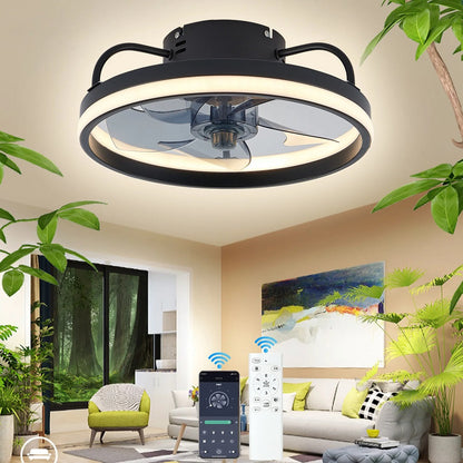Fan Lamp - Ceiling Fan - Black - Smart Lamp - With Dimmer - 3 Modes Fan - Kitchen Lamp - Living Room Lamp - Modern Lamp