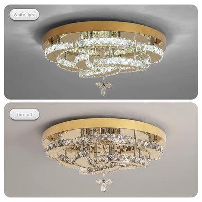 LuxiLamps - Bloemen Plafondlamp - Crystal - Dimbaar Met Afstandsbediening - Goud - LED Plafondlamp - Woonkamerlamp - Moderne lamp - Kroonluchter