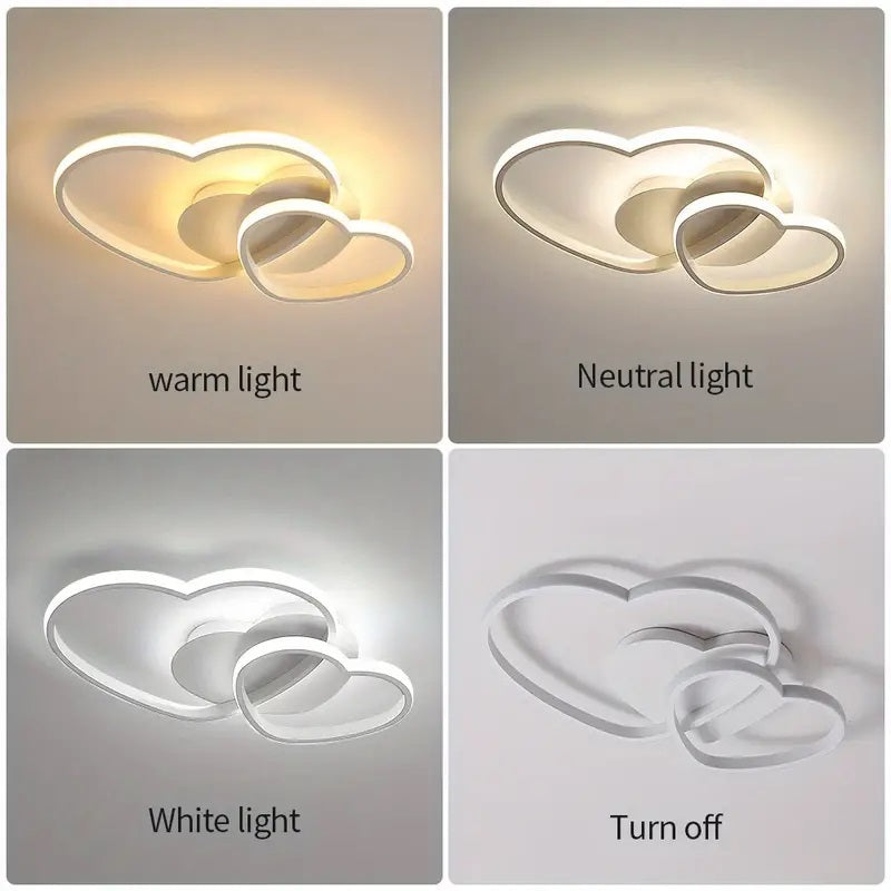 Modern Heart LED Ceiling Light - White - Dimmable With Remote Control - For Living And Dining Room - Ceiling Fixture