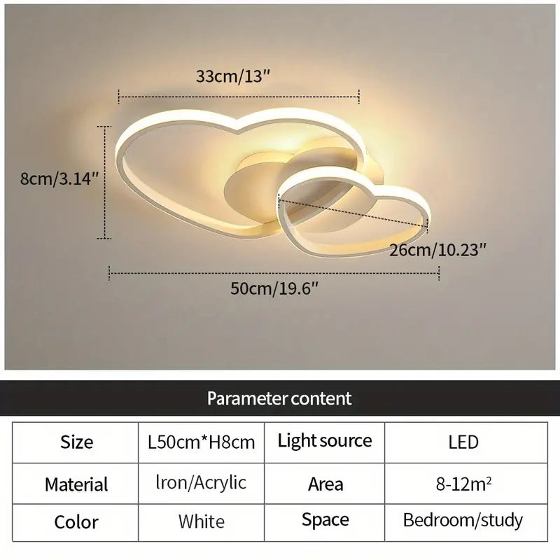 Modern Heart LED Ceiling Light - White - Dimmable With Remote Control - For Living And Dining Room - Ceiling Fixture