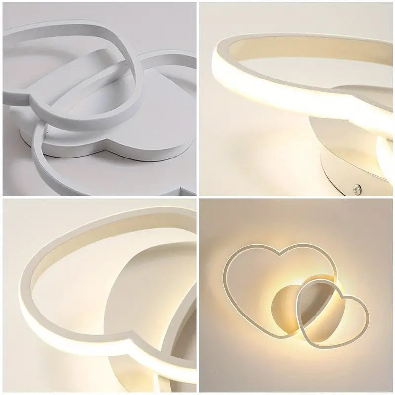Modern Heart LED Ceiling Light - White - Dimmable With Remote Control - For Living And Dining Room - Ceiling Fixture